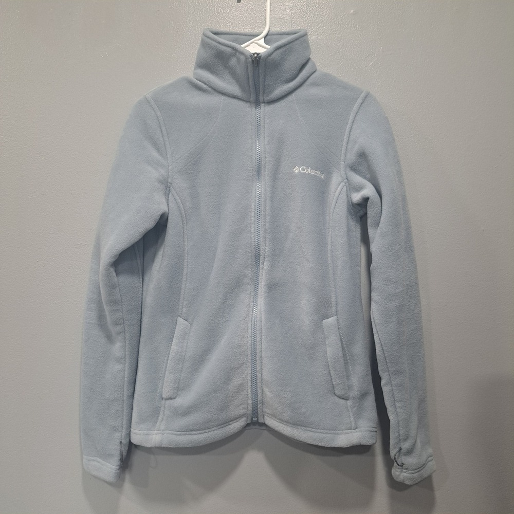 Columbia Interchange Fleece Jacket Womens Medium‎ Light Blue Full Zip Mock Neck